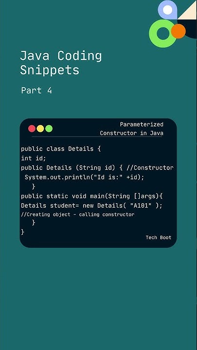 Java Coding Snippets #4 - Constructor in Java - Code #javabasics # ...