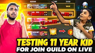 Testing 11 Years Kid For Join Assassins Army Guild 😱 on Live Stream Op Gameplay😍 - Garena Free Fire