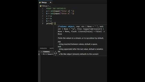 SWAP TWO VARIABLES USING PYTHON WITH THE HELP OF A 3RD VARIABLE #programning  #coding #python #code