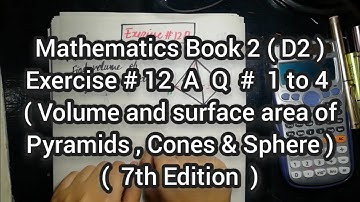 Mathematics Book 2 (D2) |  7th Edition | Exercise # 12 A | Q # 1 to 4 | Ifra Syed | in Urdu\Hindi