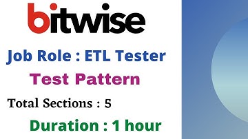 Bitwise Complete Test Pattern for the Role of ETL Tester | All Sections |