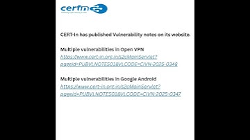 CERT-In has published Vulnerability notes on its website.