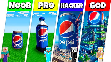 Minecraft Battle: NOOB vs PRO vs HACKER vs GOD: PEPSI SODA HOUSE BASE BUILD CHALLENGE / Animation