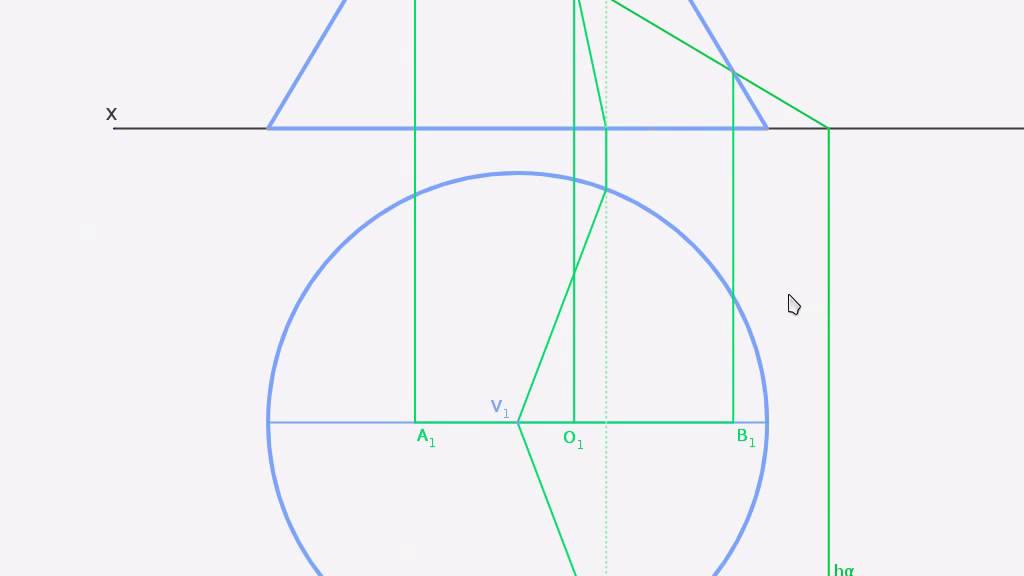 3.17.2 - Secção elíptica em cone regular por um plano de topo (Método das geratrizes)