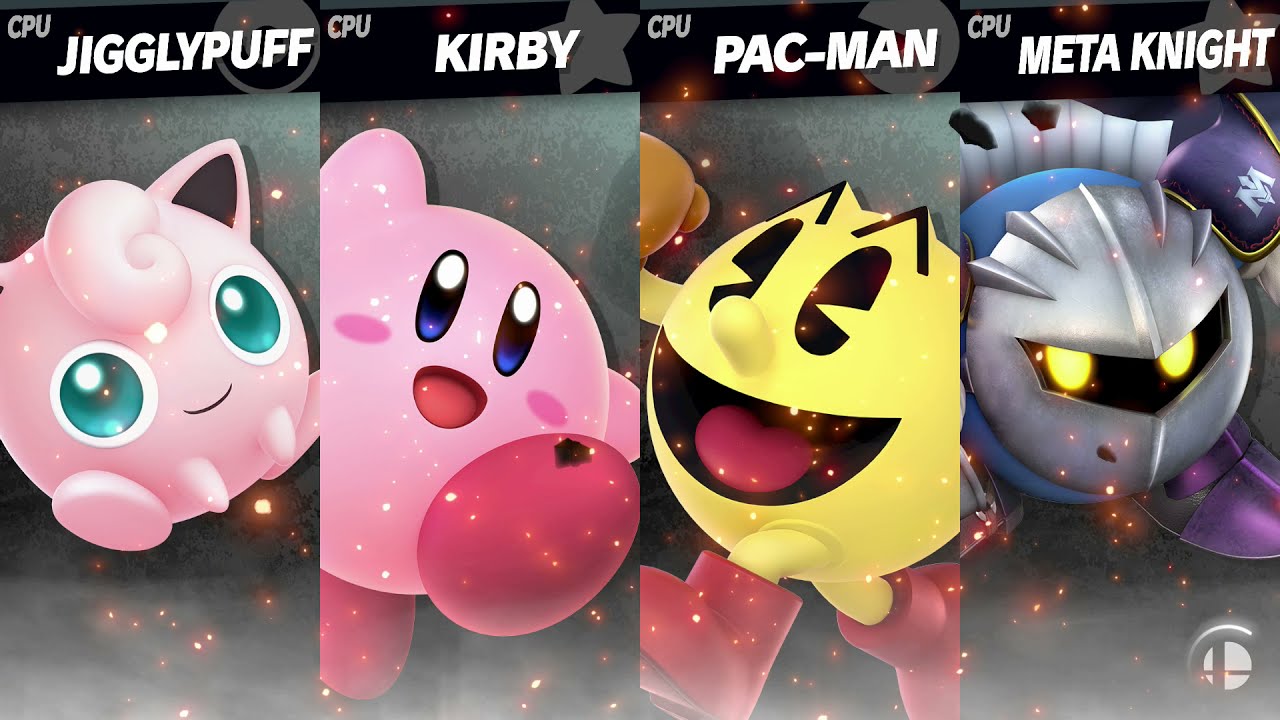 Super Smash Bros. Ultimate - Jigglypuff vs Kirby vs Pac Man vs Meta Knight  - YouTube