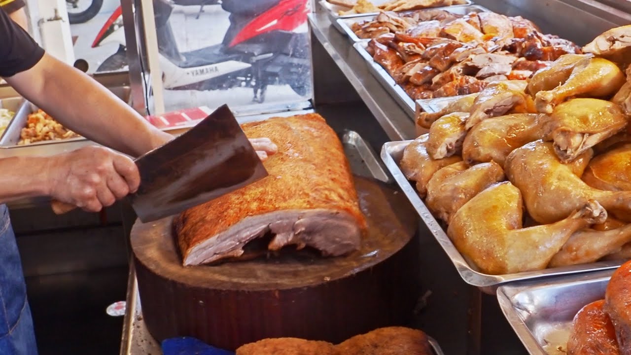 ⁣Amazing skills！Crispy Roast Pork Belly Cutting Master, Crispy Pork Skins / 快手老師傅！脆皮火肉切割大師, 港記燒臘便當