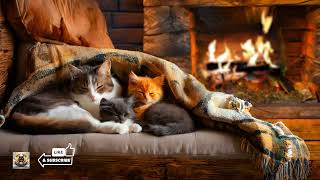 Cozy Catscape: Crackling Fireplace and ASMR Cat Purring Harmony - Purring of the healing cat 11