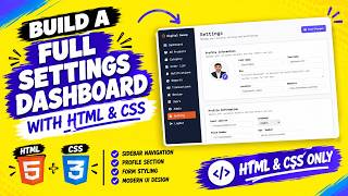Build a Full Settings Dashboard with HTML & CSS