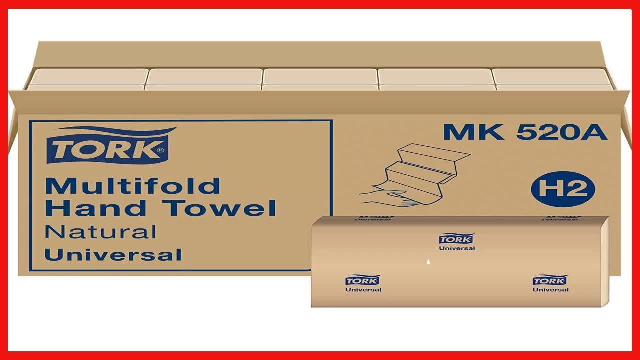Tork Multifold Hand Towel Natural H2, Universal, 100% Recycled Fibers, 16 x 250 Sheets, MK520A