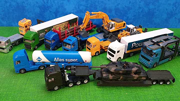 Various die cast truck being observed