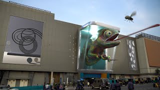 Chameleon vs. Fly - Digital Street Art