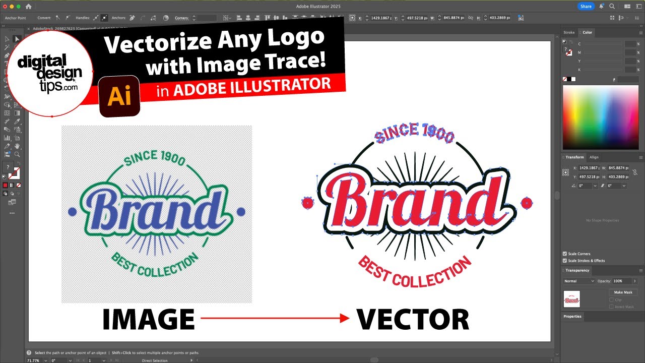 How to Convert a Logo to Vector in Illustrator with Image Trace - YouTube
