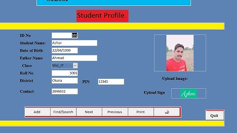 Create Student Record Profile to add, search, delete, print in MS access Urdu/Hindi