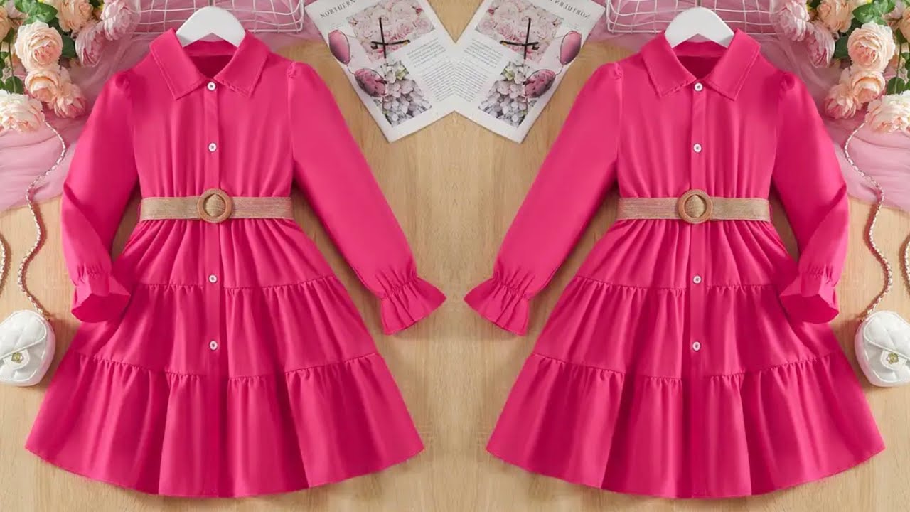 Beautiful Shirt Style Layered Baby Frock Cutting and Stitching | Very Easy Winter Baby For Beginners