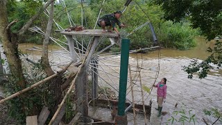 Building Water Wheel - Build a concrete column to direct water to the pond - Grow banana trees