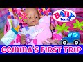🚗Baby Born Gemma Goes On Her First Trip! 👜Packing Diaper Bag + 🍼Feeding + 👚Changing! (with Skye)