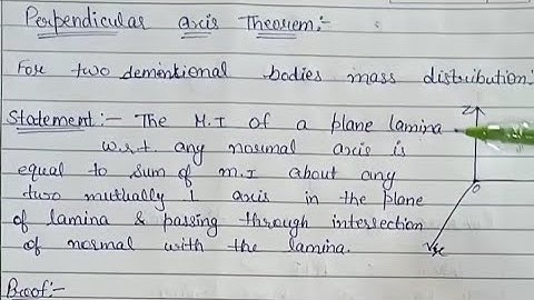 Perpendicular axis theorem (Mechanics) Moment of inertia-1 Chapter-1 lecture-7 (Msc Mathamatics)