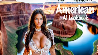 [4K] Ai Lookbook American Beautiful Girl Model Video - Horseshoe Bend, Arizona