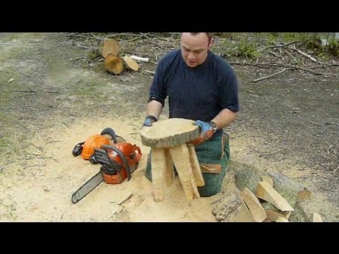 Chainsaw Sculpture: Making a Stool From a Log - YouTube