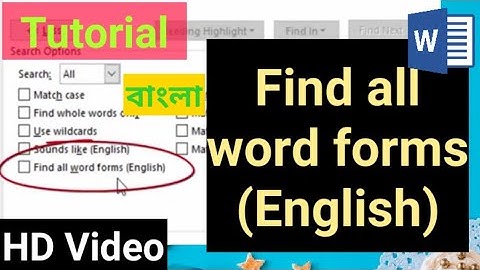 16. Find all Words Froms English (Advance find option) MS word
