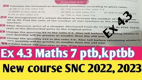 Unit 4 Exercise 4.3 class 7 Maths kpk new course 2022 | Chapter 4 Ex 4.3 Maths 7 SNC PTB 2023