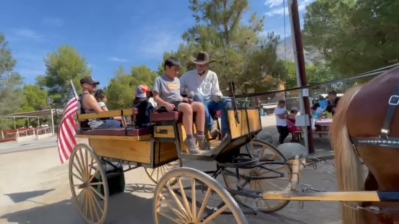 Leo E. Riding A Horse Wagon At Frandy Park Campground