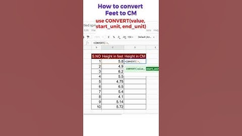 How to convert Feet to Centimeter spreadsheet #shorts #excel #googlesheets #spreadsheet