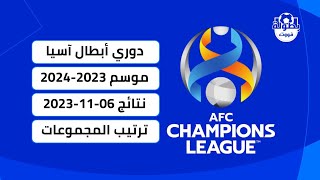 نتائج مباريات اليوم 06-11-2023 و ترتيب مجموعات دوري أبطال آسيا 2023-2024 - منطقة الغرب