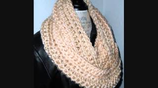 Infinity Scarf Winter White Cream Color Designer Scarf Handmade Crochet by 2 Sisters Handmade Cream Colored Infinity Scarf