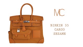 Hermes Limited Edition Birkin 35 Bag Cargo Sesame Toile Goeland & Swif –  Mightychic