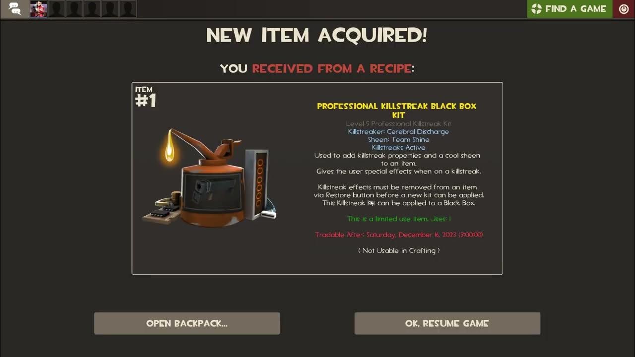 TF2 Crafting a Professional Killstreak Kit YouTube