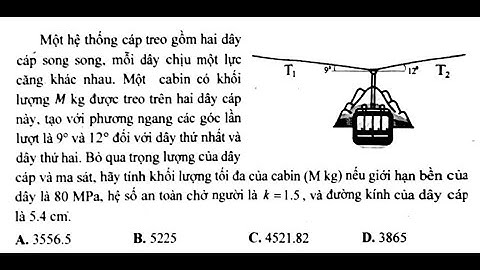 Lý: Một hệ thống cáp treo gồm hai dây cáp song song, mỗi dây chịu một lực căng khác nhau