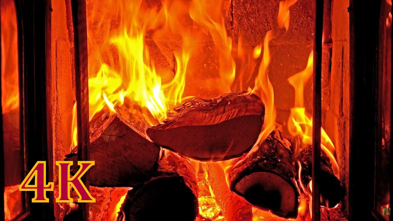 Beautiful Realtime fire crackling in 4K fireplace - 97 minutes no loop