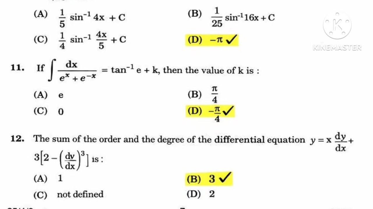 12th maths cbse answer key | 65/4/3  | 9 march 2026 | solutions of 12th maths cbse 2026