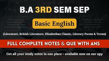 B.A. 3rd Sem SEP Basic English | Complete Notes & Important Questions with Answers