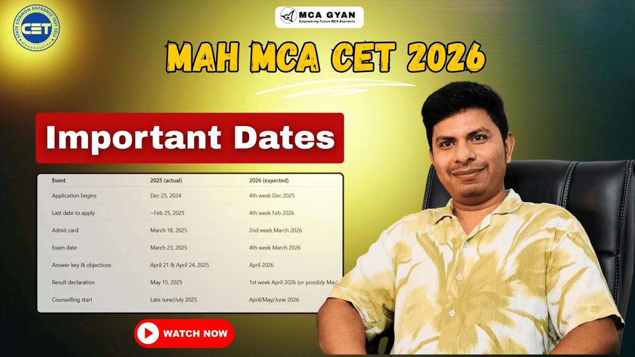 MAH MCA CET 2026 – Complete Important Dates | Exam Schedule You MUST ...