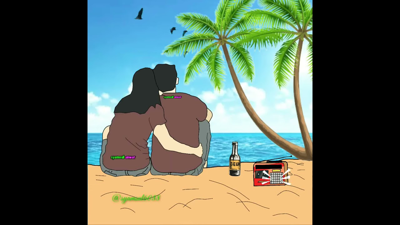Story WA animasi di  tepi pantai  cover dear good YouTube