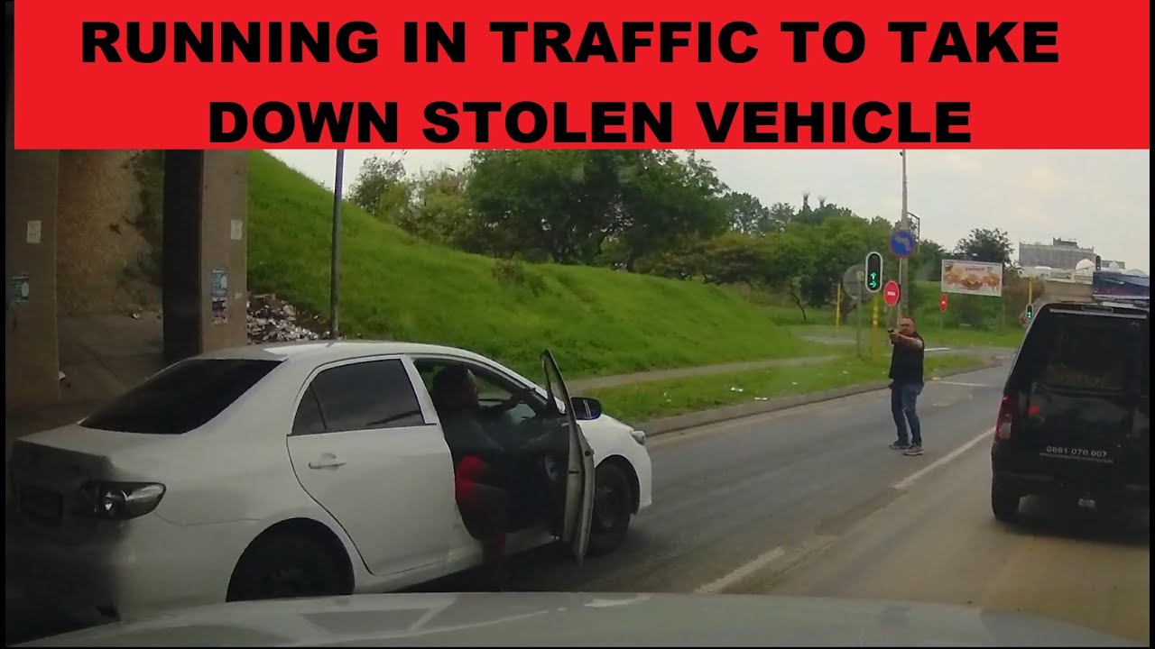 Running in traffic after wanted vehicle.