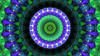 Digital Animated Mandala in Blue Green, Background Screensaver, Kaleidoscope Mirror Artwork