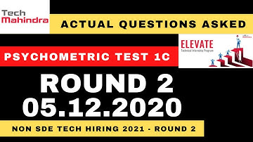 Tech Mahindra Non SDE Hiring 2021 - Psychometric Assessment 1C - Questions asked on 05.12.2020