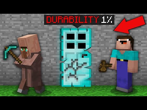 Minecraft NOOB vs PRO: WHO NOOB VS VILLAGER CAN BREAK DIAMOND DOOR WITH 1% DURABILITY? 100% trolling