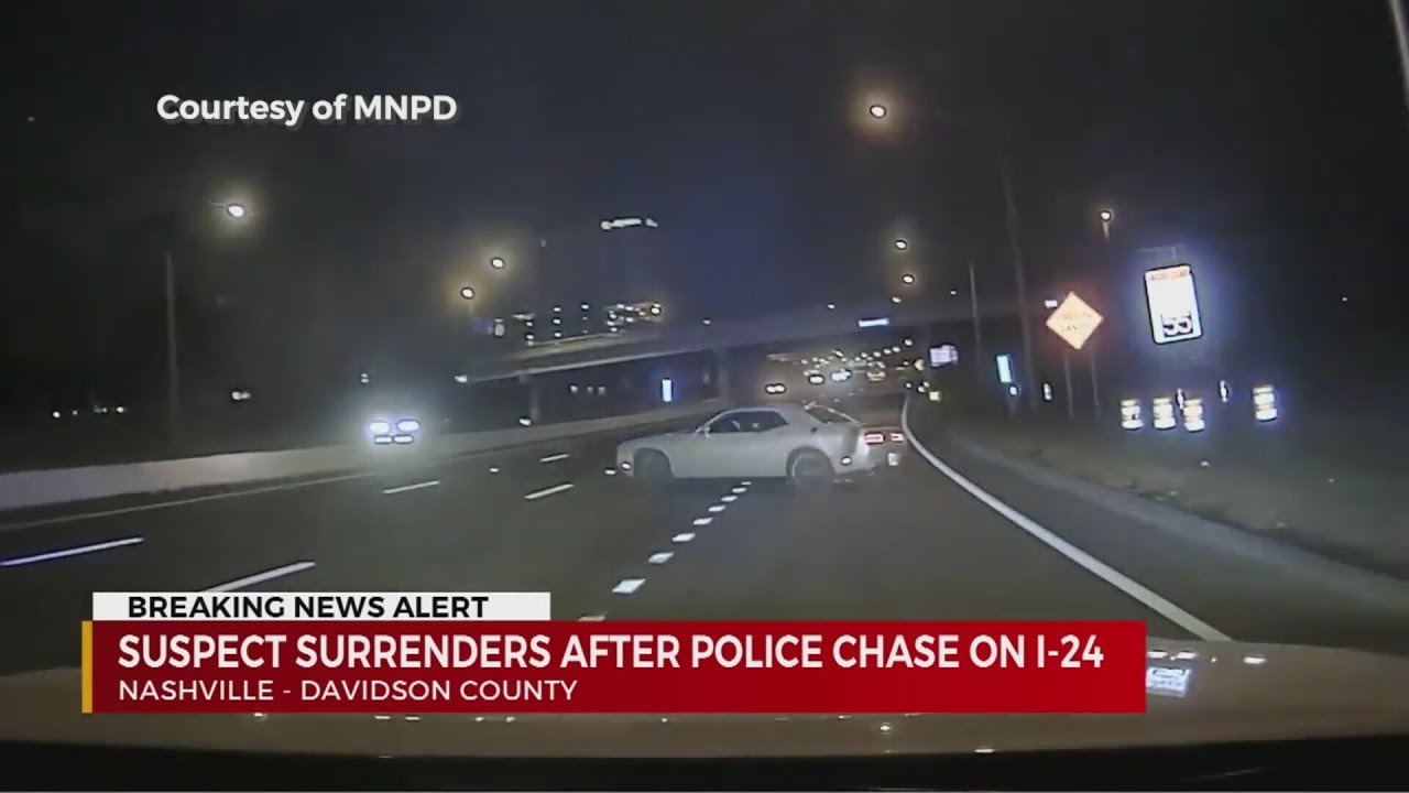 Suspect surrenders after police chase on I-24 - YouTube
