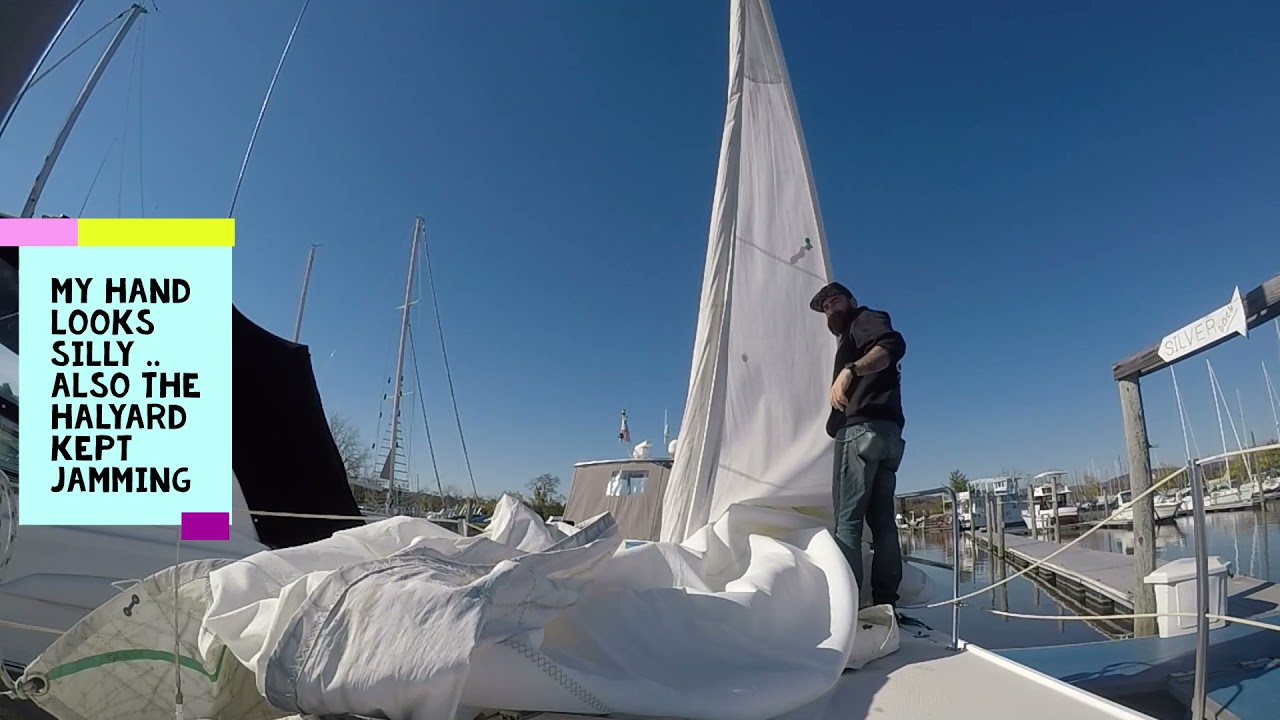 Time to remove the Headsail for repairs and winter storage off my Catalina 30