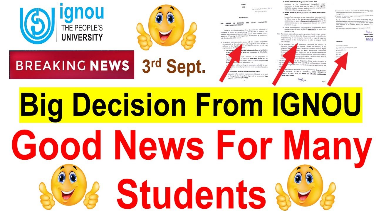 Two Degree at the Same Time is Now Allowed in IGNOU | Big Decision From IGNOU | | Complete Details