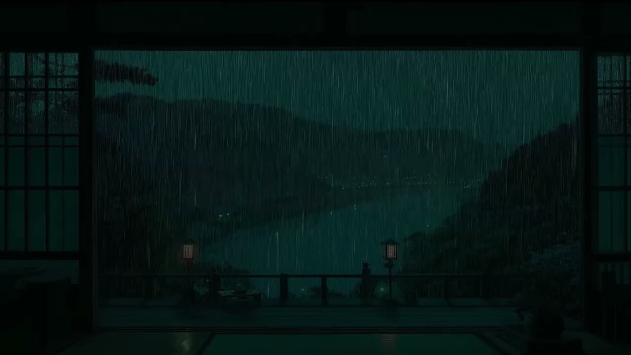 Dark Room Rainfall Ambience 🌙 | Peaceful Sounds for Sleep & Focus