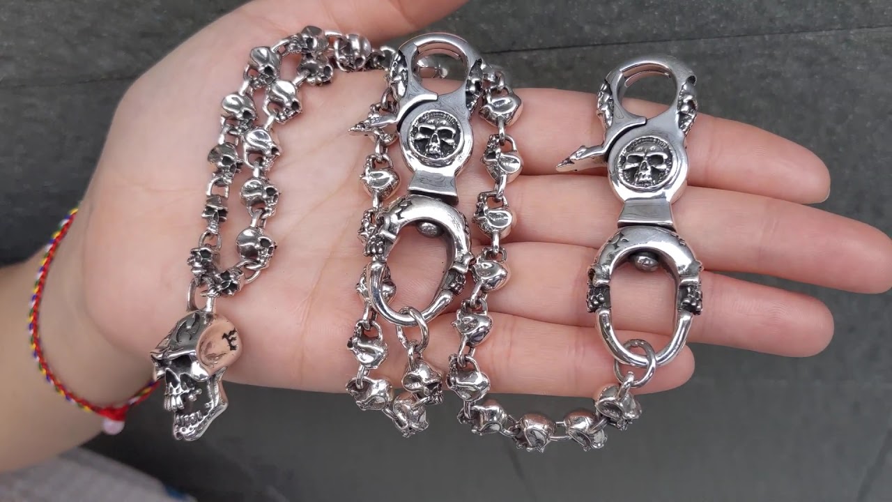 Sterling Silver Skull Wallet Chain