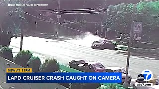 LAPD cruiser smashes into car while rushing to incident