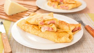 Ham & Cheese Savory Crepes - How to Make Ham & Cheese Filled Crepes screenshot 4