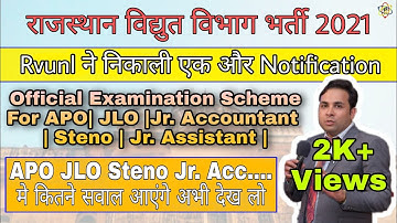 RVUNL Exam 2021 Official Examination Scheme | RVUNL Exam scheme for APO, JLO, Jr. Accountant | JVVNL