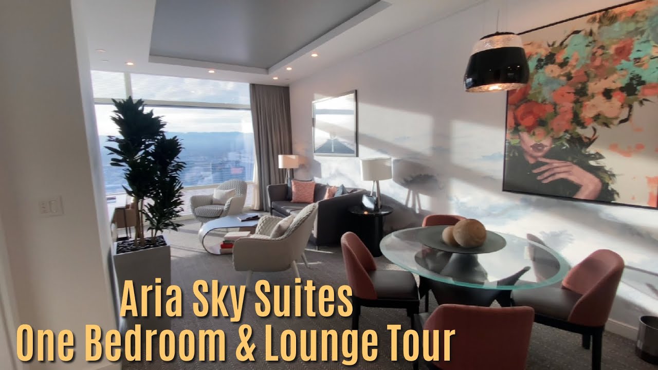 Las Vegas Luxury Hotel Room Tour | Aria Sky Suites One Bedroom Mountain View + Sky Suites Lounge